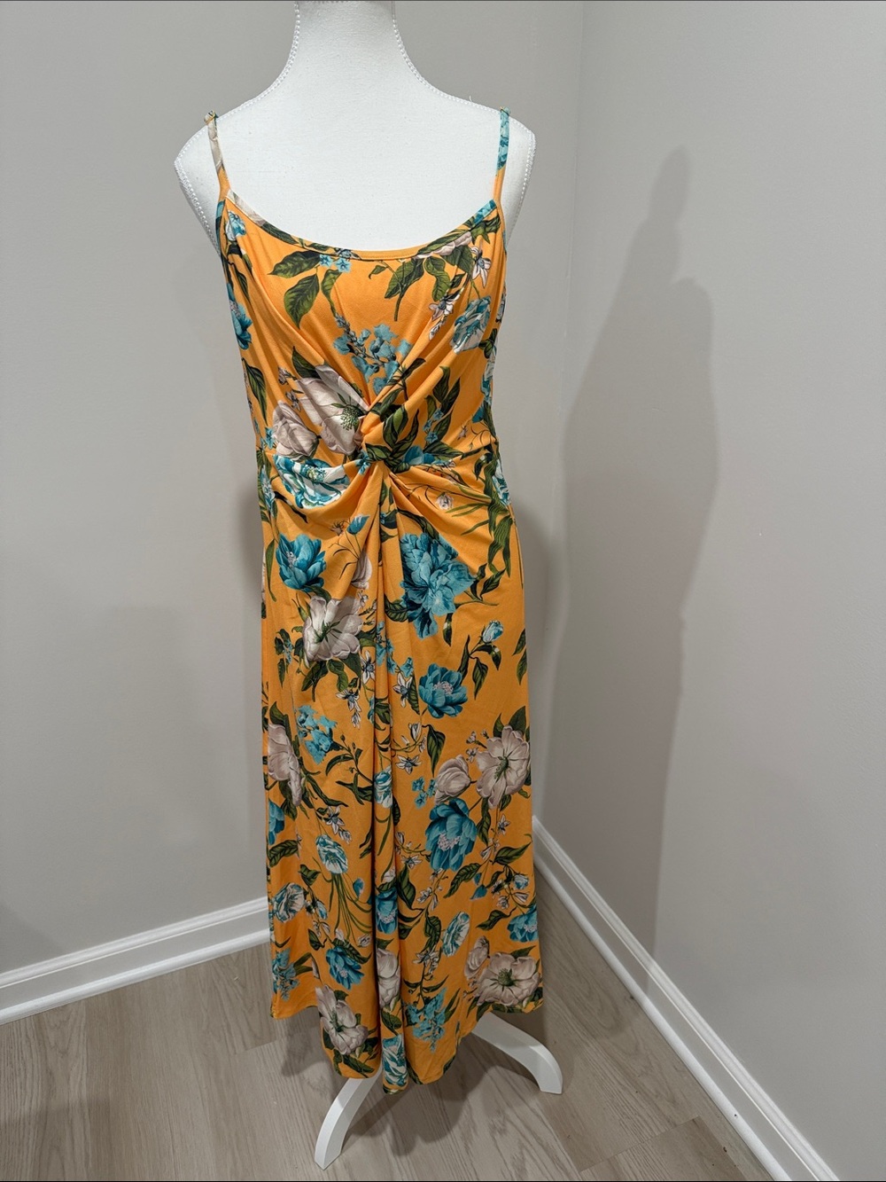 RACHEL Rachel Roy Yellow Floral Knot-Front Maxi Dress.NWT Size L - Picture 2 of 7